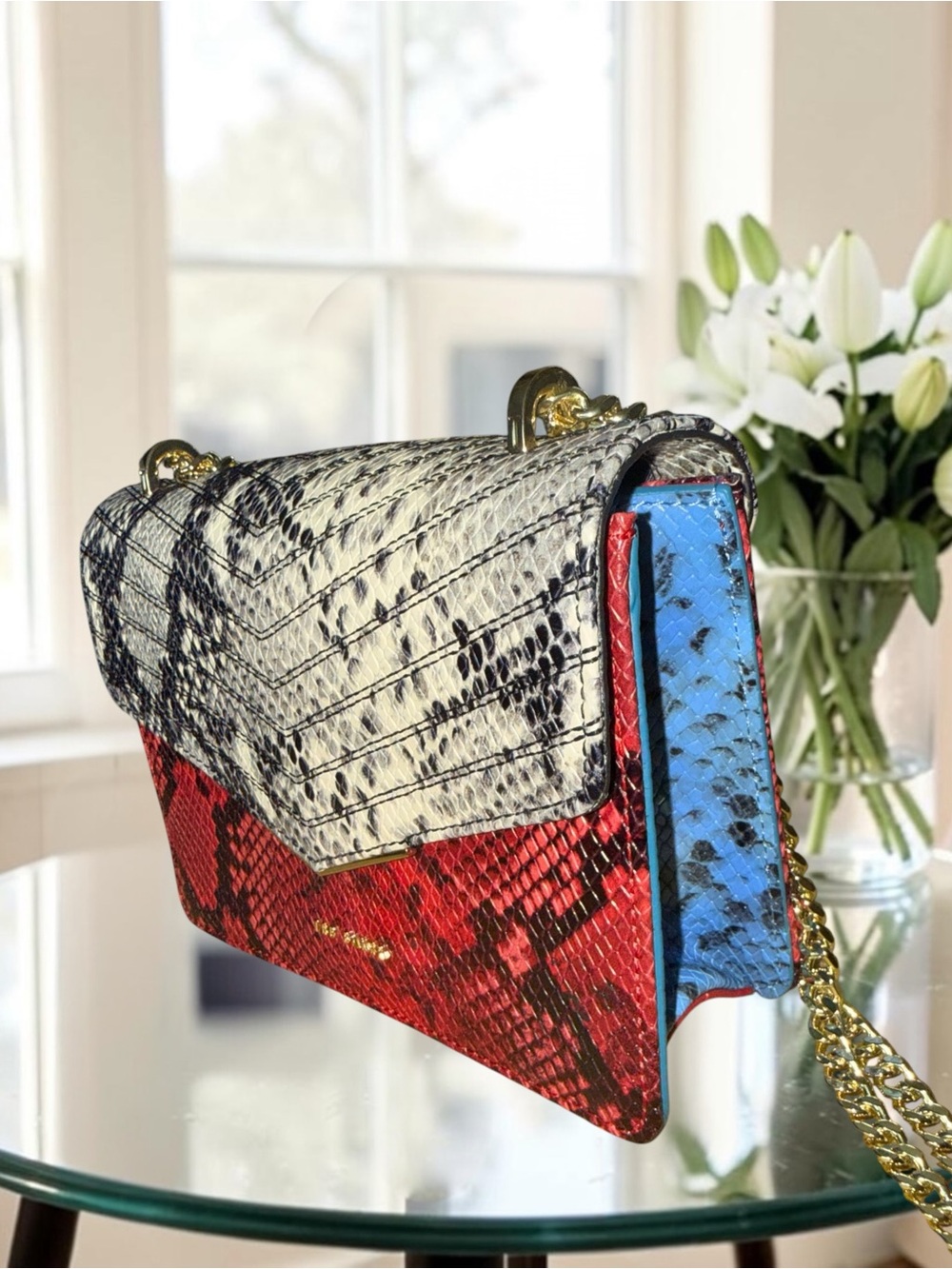Ted Baker London Belida Python-Embossed Leather Envelope Crossbody Like New - Picture 12 of 13